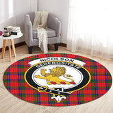 Nicolson Modern Tartan Crest Round Rug
